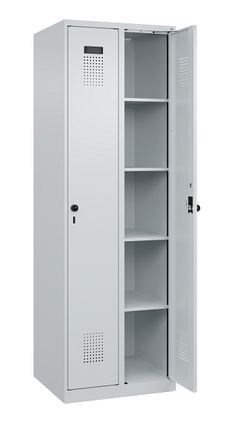 C+P Wäsche-Spind Evolo PLUS, 2 Abteile, 1850x600x500mm, 7035/7035, Verschluss Drehriegel, Ablageböden 8, 049000-20B S10013