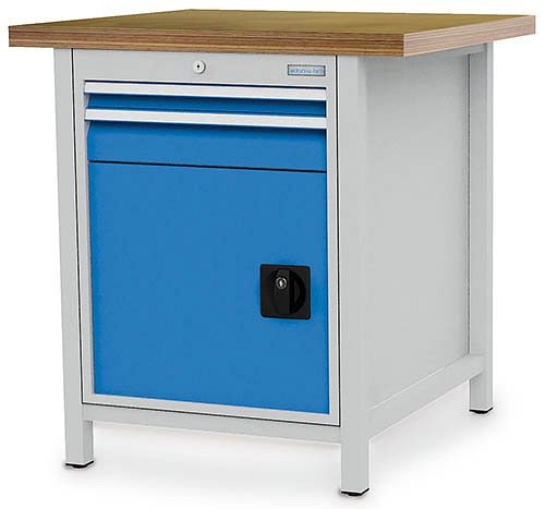 Bedrunka+Hirth Kastenwerkbank, Tiefe 750 mm, R 18-24, Schubladenanzahl: 2, Anzahl Flügeltüren: 1 Maße in mm (BxTxH): 810 x 750 x 959, 03.055.12V9