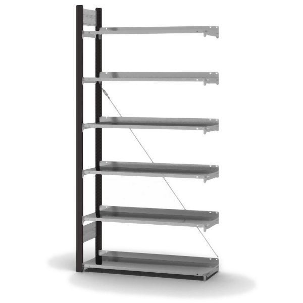hofe Anbauregal, zerlegt, 6 Böden 2000 x 300 x 1000 mm, verzinkt Stützprofile - anthrazitgrau/RAL 7016, HAA20310EX