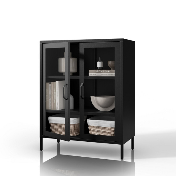 Jan Nowak Schwarze niedrige Glasvitrine GINA Modern 800 x 1015 x 400 mm, 1759