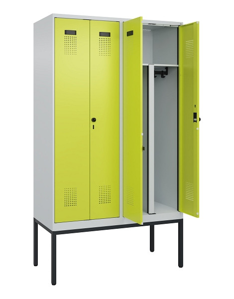 C+P PSA Doppel-Spind Evolo PLUS, Gestell, 4 Abteile, 2120x1200x500mm, 7035/0024, Drehriegel, 0490327-40P S10015