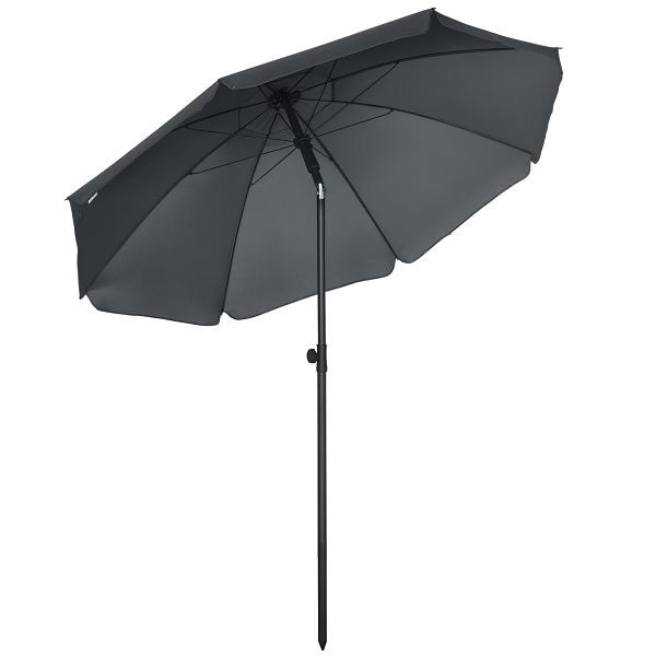 Outsunny Strandschirm, Sonnenschirm, mit Belüftungsöffnungen, verstellbare Neigung, UV50+ Ø1,80, Dunkelgrau, 84D-221V00CG