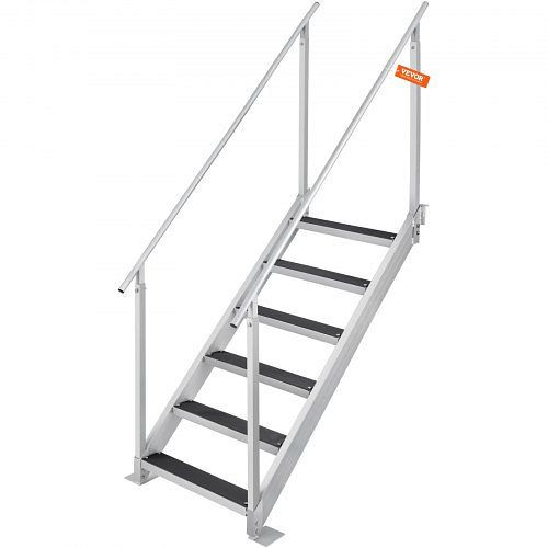 VEVOR 6-stufige Badeleiter mit zwei Handläufen 800x1850x2092mm aus Aluminiumlegierung 250kg Tragfähigkeit 10cm Pedale, MTFSTWJFHXJD5J314V0