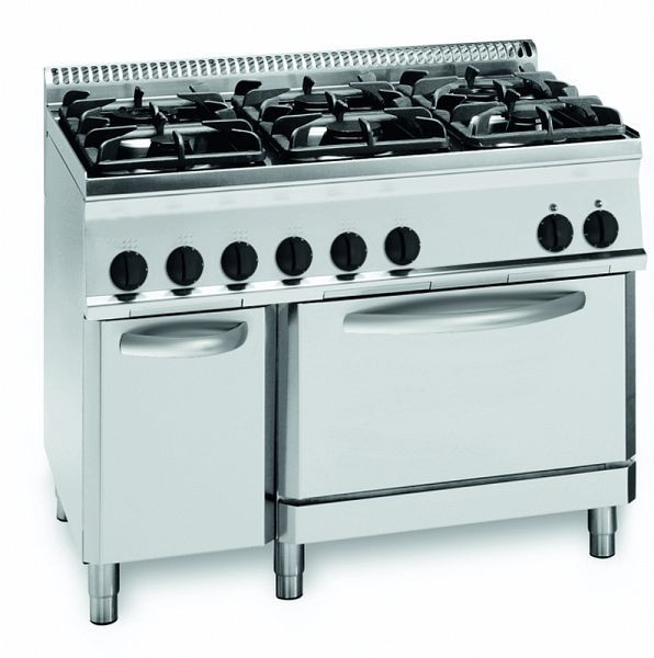 KBS Gas-Herd 37kW 6 Brenner mit Gas Backofen, GN 2/1, 10321003
