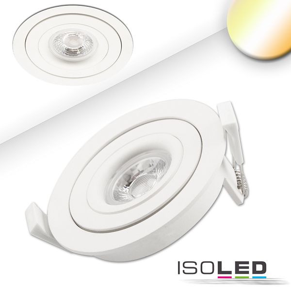 ISOLED LED Einbaustrahler SUNSET mit variabler Tiefe, weiß, 9W, 45°, 2000-2800K, Dimm-to-warm, 113304