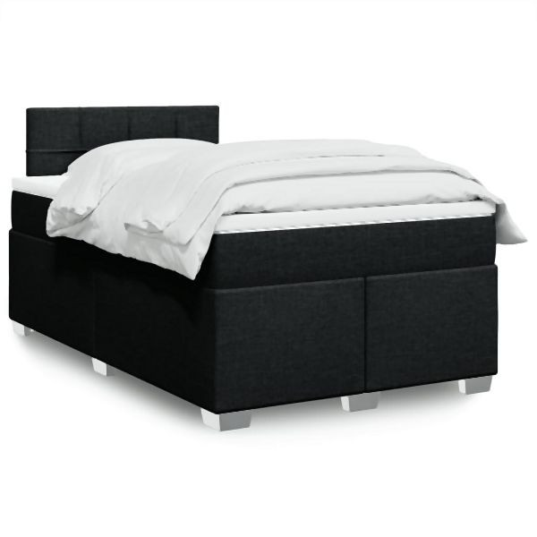 vidaXL Boxspringbett mit Matratze Schwarz 120x200 cm Stoff, 3288157