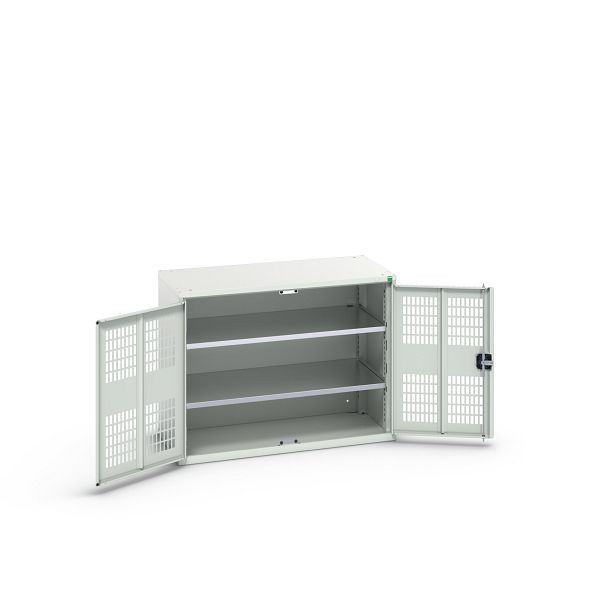 bott verso Flügeltürschrank mit Belüftung, mit 2 Fachböden, BxTxH: 1050 x 550 x 800 mm, Lichtgrau / Lichtgrau, 16926760.16