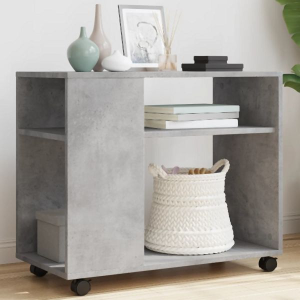 vidaXL Beistelltisch mit Rollen Betongrau 70x35x60 cm Holzwerkstoff, 853149