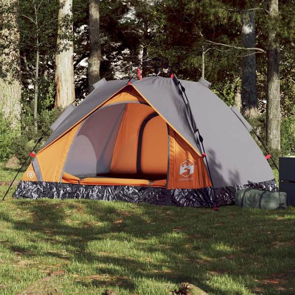 vidaXL Kuppel-Campingzelt 3 Personen Grau und Orange Quick Release, 4004195