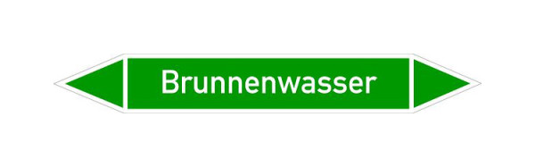 Schilder Klar Rohrleitungskennzeichen Brunnenwasser, 33000x90 mm Folie selbstklebend, 101418/95