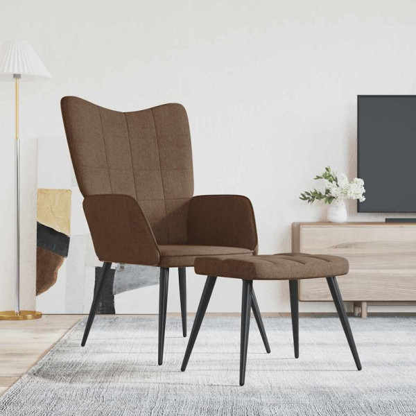 vidaXL Relaxsessel mit Hocker Braun Stoff, 327955, 8720286423264