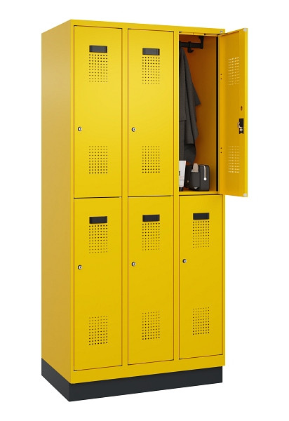 C+P Doppelstöckiger Spind Evolo PLUS, mit Sockel, 6 Fächer, 1950x900x500mm, 1023, Zylinderschloss, 049320-30 S10049