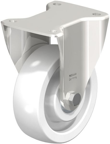 Blickle BKX-SPO 150XK Edelstahl-Schwerlast-Bockrolle mit Anschraubplatte, Polyamid, Weiß, 16857