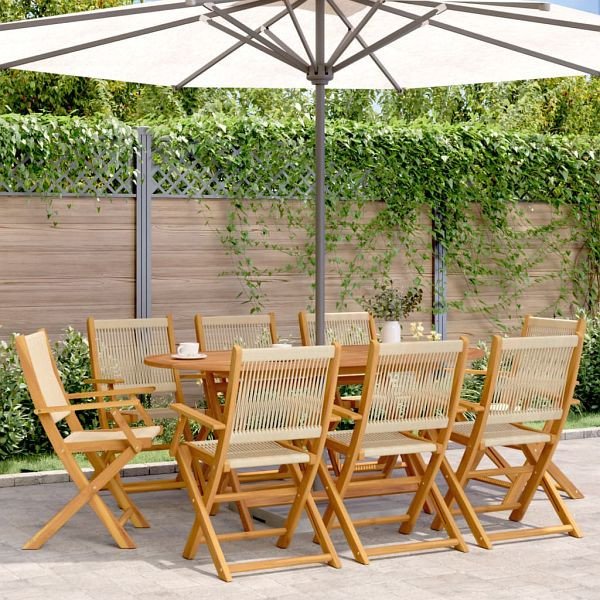 vidaXL Gartenstühle 8 Stück Klappbar Beige Massivholz Akazie, 3214573
