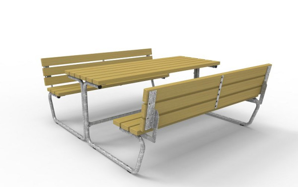 Erlau Sitz-Tisch-Kombination Palma Accoya, mit beidseitiger Rückenlehne, Accoya und feuerverzinkt, 5453917