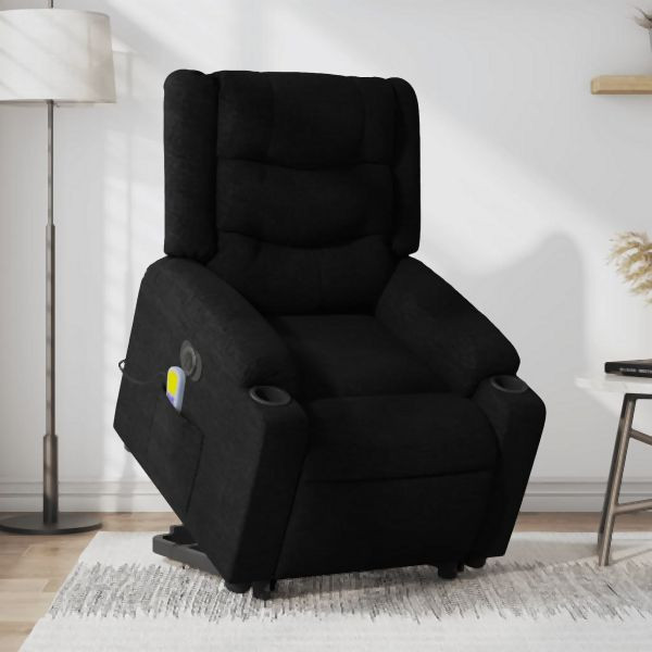vidaXL Elektrischer Massagesessel mit Aufstehhilfe Schwarz Stoff, 3206584
