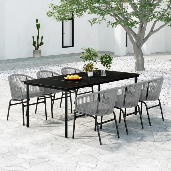 vidaXL 7-tlg. Garten-Essgruppe Grau, Top-Qualität, 3099237