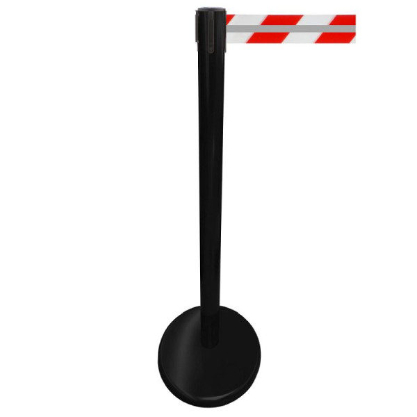 Stein HGS Personenleitsystem 'P-Line Future Reflex' aus Metall, reflektierendes Gurtband, rot/weiß mit Reflektorstreifen, 2,3 m, schwarz, 65858.0005