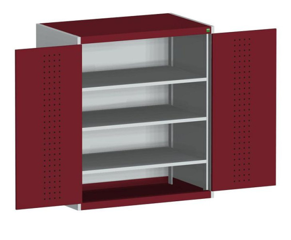 bott cubio Flügeltürschrank bestückt mit 3 Fachböden BxTxH: 1050 x 525 x 1200 mm, RAL 7035/3004, 40013085.24V