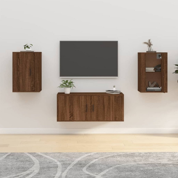 vidaXL TV-Wandschränke 2 Stück Braun Eichen-Optik 40x34,5x60 cm, 816671