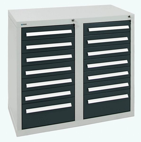 stumpf Schubladenschrank Serie T-100/35-2, RAL 7035/7016, 14 Schubladen (12x100, 2x200mm), 8152271