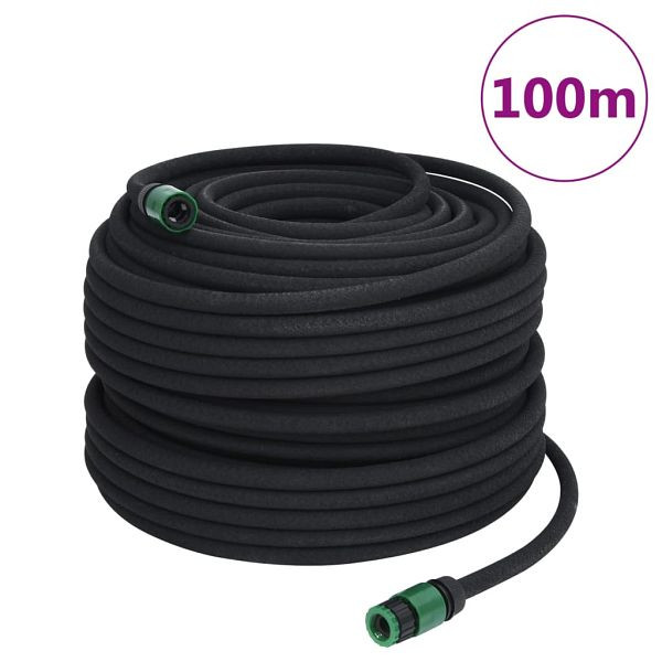 vidaXL Tropfschlauch Schwarz 0,6" 100 m Gummi, Anschlussmaterial: ABS, 155874