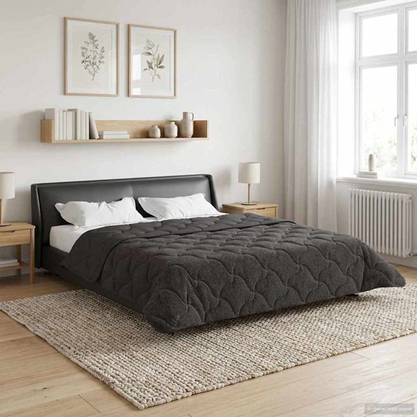 vidaXL Ganzjahresbettdecke Gepolstert Anthrazit 220 x 240 cm, 42026238