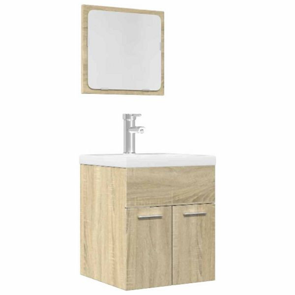 vidaXL 2-teilig Badmöbel-Set Sonoma-Eiche Holzwerkstoff, 856367