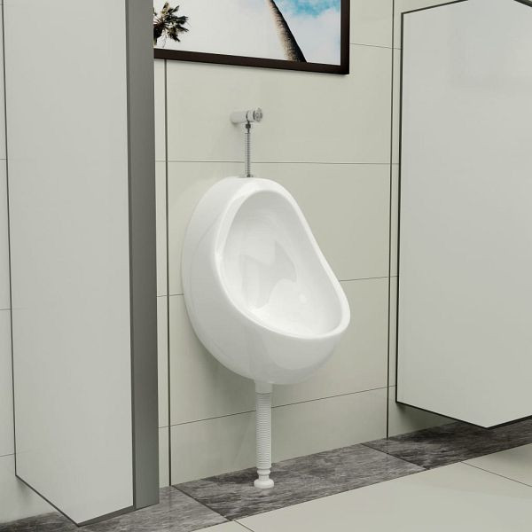 vidaXL Wandurinal mit Spülventil Keramik Weiß, 143990
