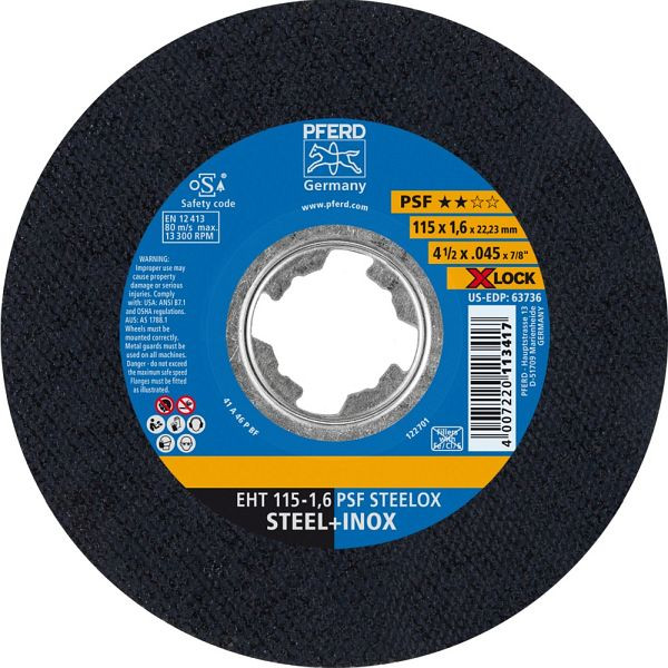 Pferd Trennscheibe EHT 115-1,6 PSF STEELOX/X-LOCK, VE: 25 Stück, 61730124