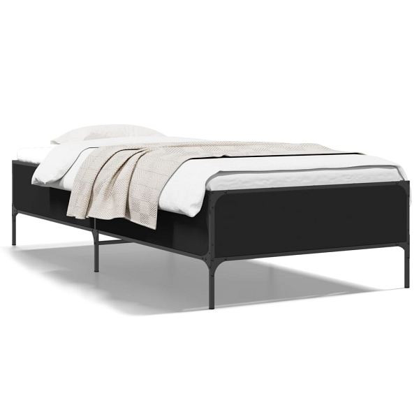 vidaXL Bettgestell Schwarz 90x200 cm Holzwerkstoff und Metall, 844966