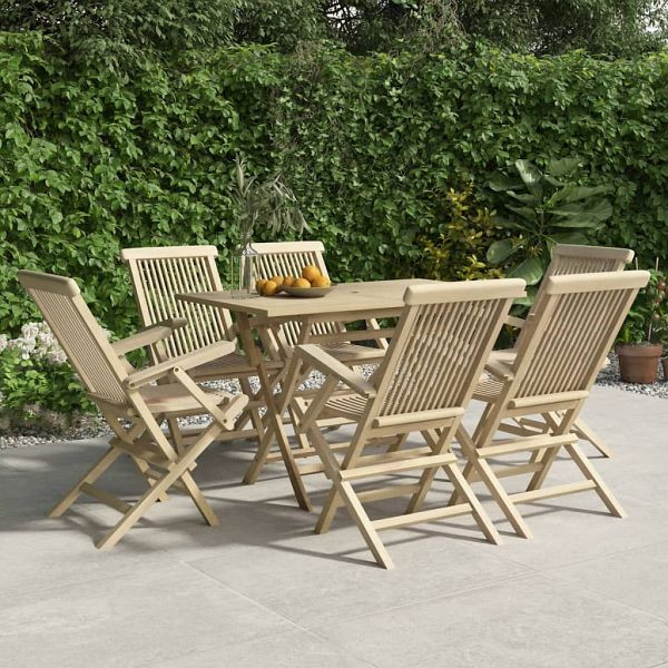 vidaXL Gartenstühle 6 Stück Klappbar Grau 56x61x89 cm Massivholz Teak, 3155071