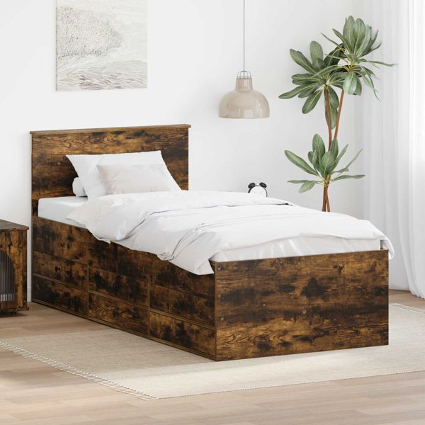 vidaXL Tagesbett Geräucherte Eiche und Schwarz 100 x 200 cm, 3408519