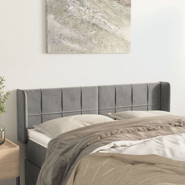 vidaXL Kopfteil mit Ohren Hellgrau 147x16x78/88 cm Samt, 3118816