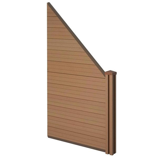 Mendler WPC-Sichtschutz Sarthe, Windschutz Zaun, WPC-Pfosten, Erweiterungselement schräg rechts, 0,98m teak, 77569