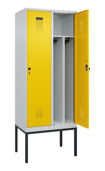 C+P Spind Evolo PLUS, Gestell, 2 Abteile, 2120x800x500mm, 7035/1023, Verschluss Drehriegel, 0490307-22F S10001