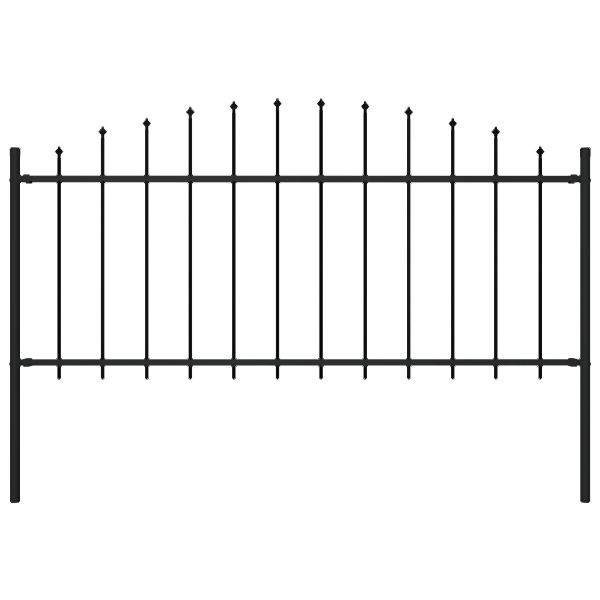 vidaXL Gartenzaun mit Speerspitzen Stahl (0,5 - 0,75) x 1,7 m Schwarz, 144940