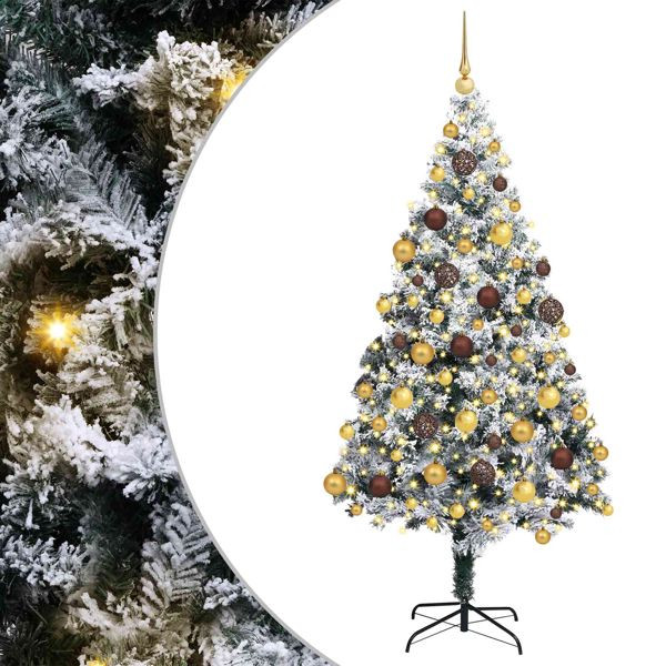 vidaXL Künstlicher Weihnachtsbaum mit 300 LEDs mit Ständer Weiß 180 cm, 3396959