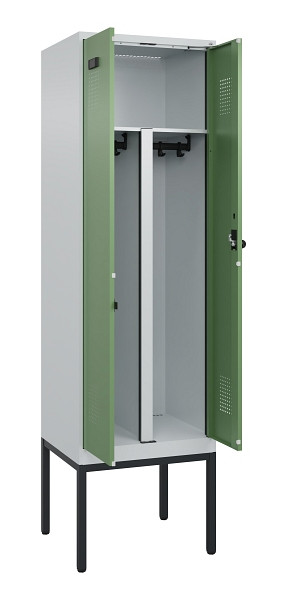 C+P PSA Doppel-Spind Evolo PLUS, Gestell, 2 Abteile, 2120x600x500mm, 7035/6011, Drehriegel, 0490327-20P S10010