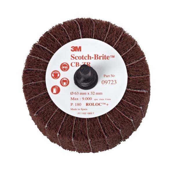 3M Scotch-Brite Roloc Lamellenbürste CB-ZR, rot, 63 mm, 32 mm, 32 mm, P120, A, fein, VE: 10 Stück, 7000077906