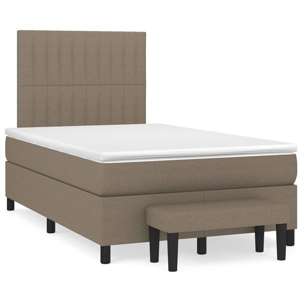 vidaXL Boxspringbett mit Matratze Taupe 120x190 cm Stoff, 3270373