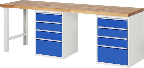 RAU Werkbank Serie 7000 - Baukasten-Bauweise, 2x Unterbau-Container (4x Schublade), 2500x840x700 mm, 03-7510A8-257B4S.11
