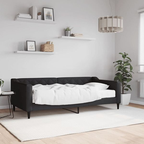 vidaXL Tagesbett mit Matratze Schwarz 90x190 cm Stoff, 3197420