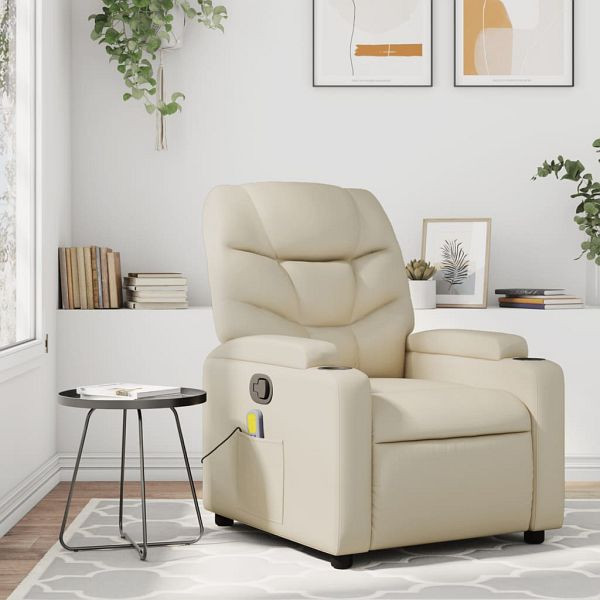 vidaXL Massagesessel Creme Kunstleder, 372473, 8721012201194