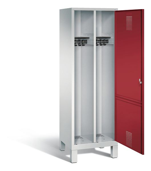 C+P Schwarz-Weiss-Spind Evolo, H1850xB610xT500mm, Farbe: Lichtgrau / Rubinrot, 48210-20 S10018