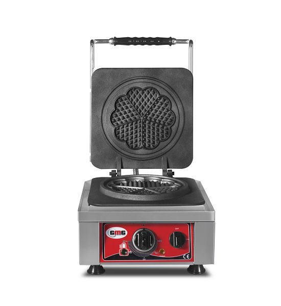 GMG Waffeleisen Amore-M, 1x Ø 17cm, 50° bis 300°C, feste Backplatte aus Gusseisen, umlaufende Fettfangrinne, Gehäuse Edelstahl, KGW-01M