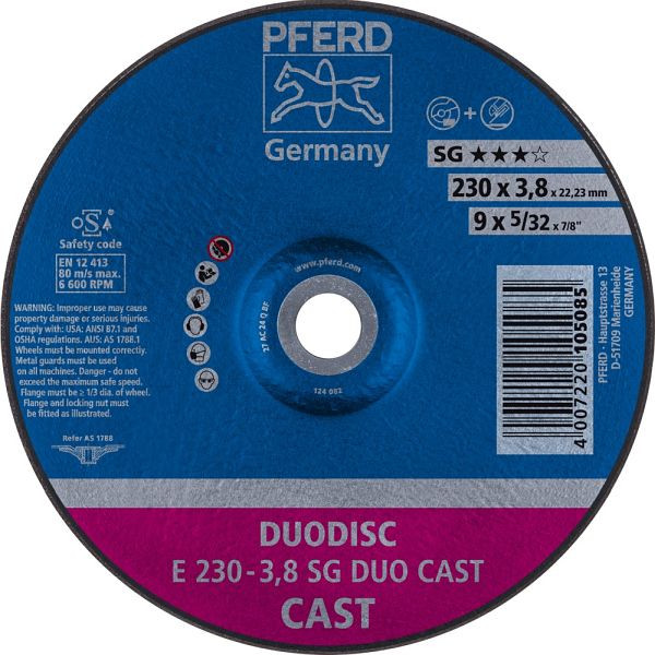 Pferd Trennscheibe E 230-3,8 SG DUO CAST, VE: 10 Stück, 62023100