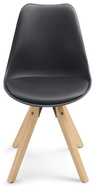 Deskin Besucherstuhl DIANO, Fußgestell Eiche Massivholz, Sitzschale PU mit Sitzkissen, schwarz, 289343