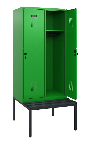 C+P Spind Evolo PLUS, 2 Abteile, 1950x800x815mm, 6037/6037, Drehriegel, Sitzfläche Kunststoff, Sitzbank, 0490505-22 S10080