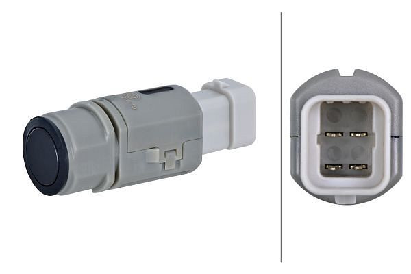 HELLA Sensor, Einparkhilfe, rund, 4-polig, gesteckt, lackierbar, 6PX 358 270-191